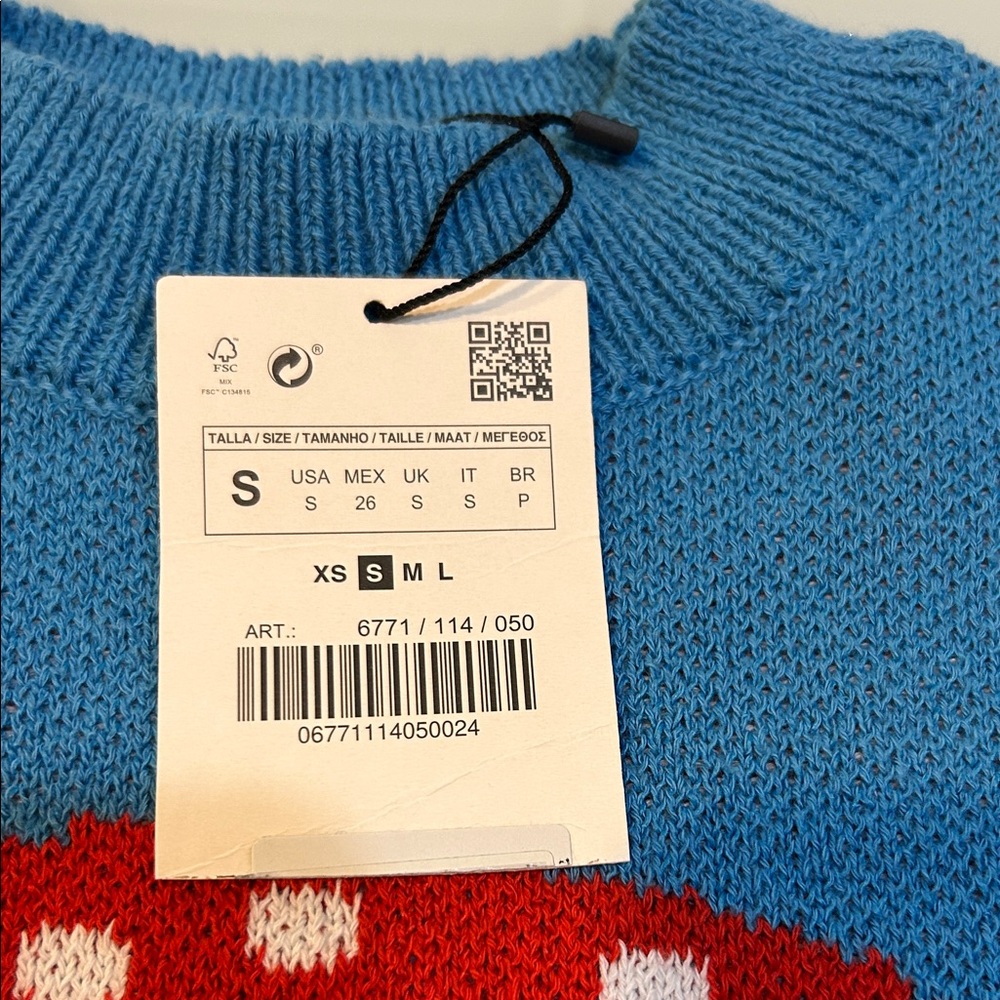 NWT Zara thick Mushroom Sweater graphics on back !! - Picture 4 of 9